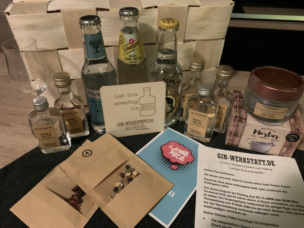 Gin Werksatt Gin Tasting und Online Brennkurs