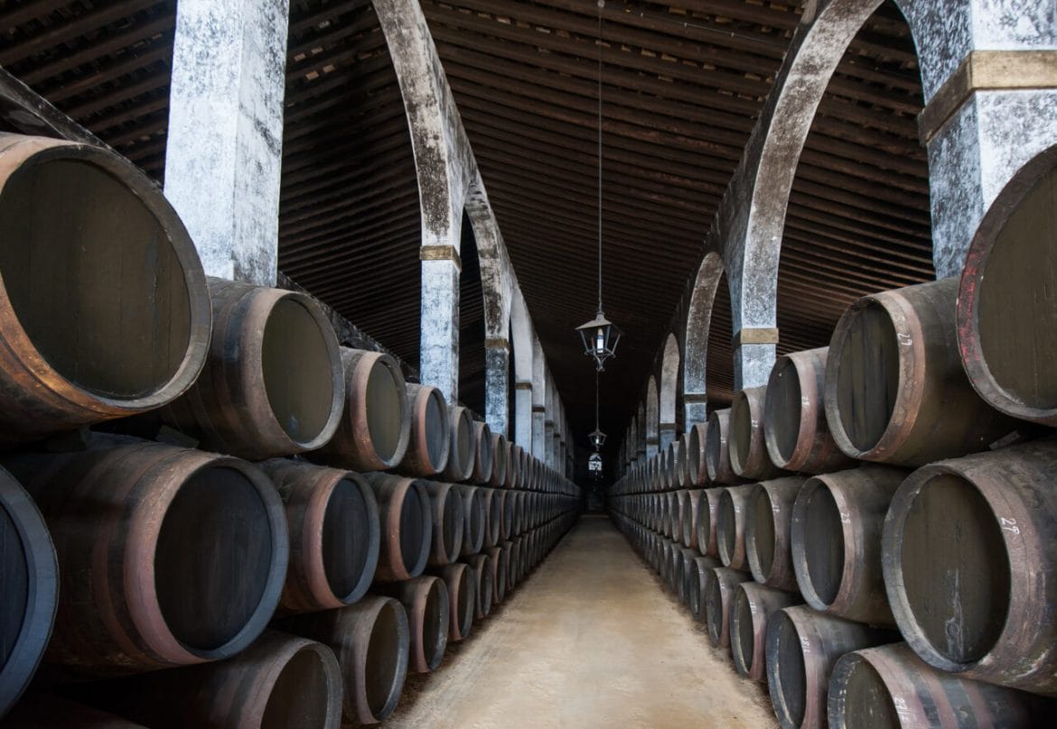Sherry Fässer in der Bodega Jerez, Spanien